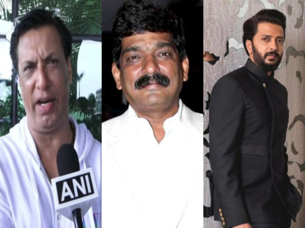 Madhur Bhandarkar (ANI/Photos), Nitin Desai, Riteish Deshmukh (Image source: Twitter)
