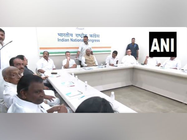 Congress national president Mallikarjun Kharge, party leader Rahul Gandhi and Congress General Secretary KC Venugopal (Photo/ANI)