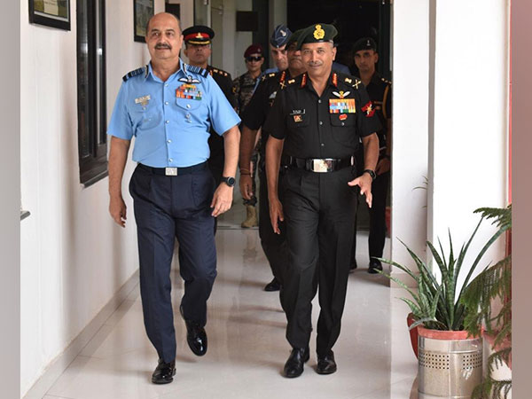IAF Chief VR Chaudhari visits South Western Army Command (Photo/ANI)