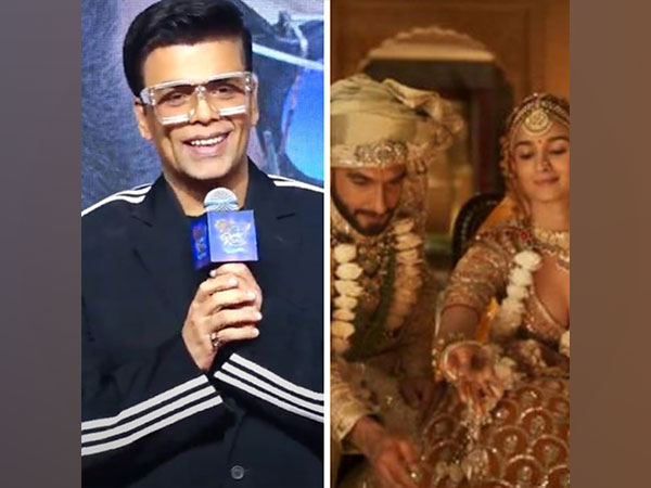 Karan Johar, (Image source/ANI), Ranveer Singh, Alia Bhatt in 'Kudmayi' (Image source: Twitter)