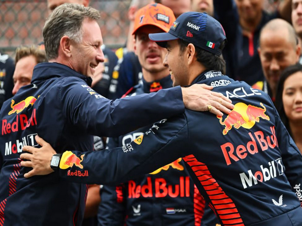 Christian Horner (Left) and Sergio Perez (Right) (Source: Formula 1 Website)