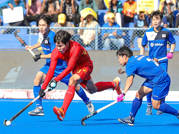 China and Korea in action. (Photo- Asian Hockey Federation Twitter)