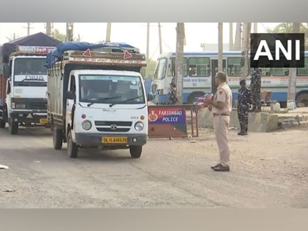 Barricading and checking underway by Haryana Police in Nuh (Photo/ANI)