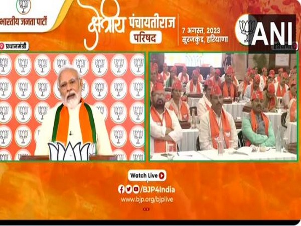 PM Modi addressing BJP workers (Photo/ANI)