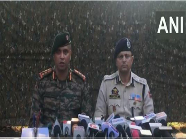 Poonch CO Avijit Singh in a press conference with SSP Vinay Kumar on Monday. (Photo/ANI)