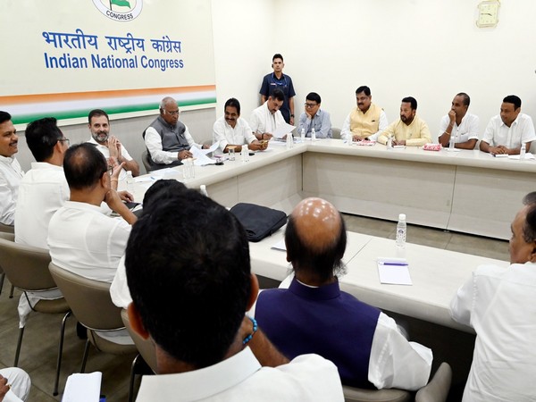 Visuals from the meeting at AICC headquarters (Photo/ANI)