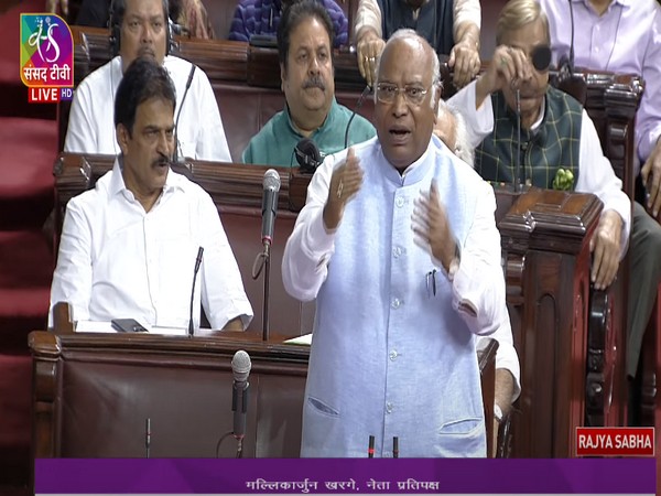 Leader of Opposition in Rajya Sabha Mallikarjun Kharge. (Photo/Sansad TV)