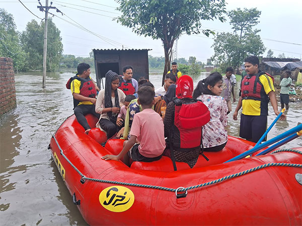 Waterlogging in Uttarakhand's Kashipur area, SDRF launches relief and rescue operation. (ANI/photo)