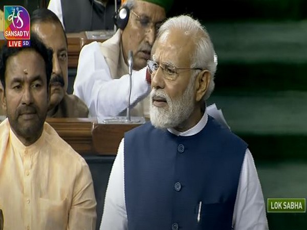 Prime Minister Narendra Modi during his speech.(Photo/Sansad TV)