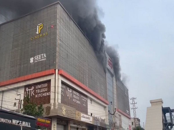 Visuals of the fire at Rangareddy, Telangana. (Photo/ANI)