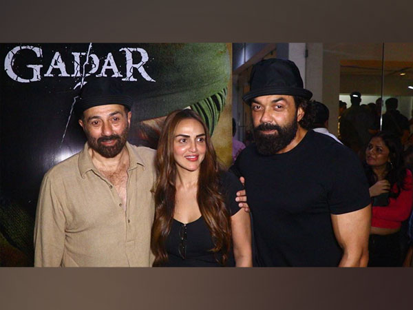 Bobby Deol, Esha Deol and Sunny Deol (Image source: ANI)