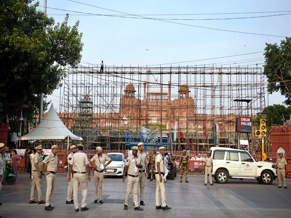 Preparations at Red Fort ahead of Independence Day. (Image: ANI)
