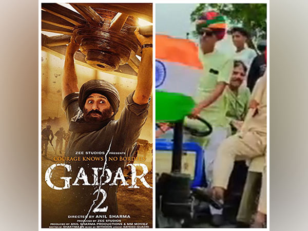 'Gadar 2'poster (Image source: Instagram), Villagers of Rajasthan's Bhilwara district (Image source: ANI)