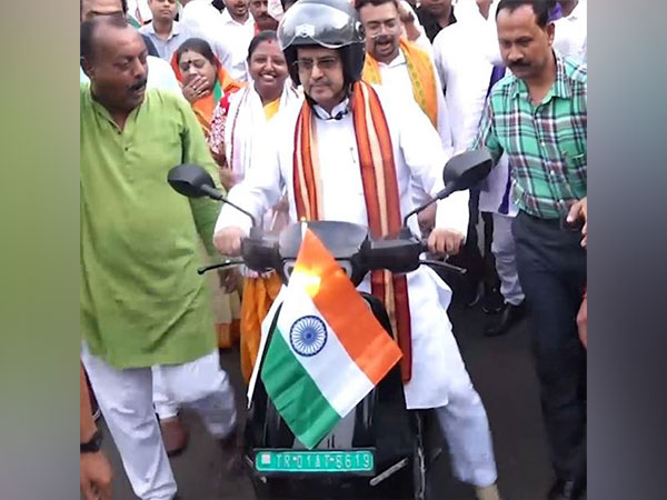 Tripura CM Manik Saha participates in bike rally (Photo/ANI)