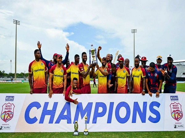 West Indies team with trophy. (Photo- ICC)