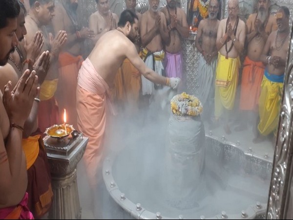 Shravan Somvar: 'Bhasma Aarti' performed at Shree Mahakaleshwar temple in Ujjain on Monday. (Photo/ANI)