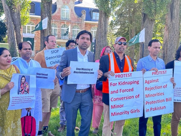 Protests in Brussels, Belgium against Pakistan's Human Rights violations (Photo/ANI)