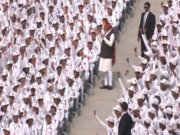 PM Modi interacts with special guests after concluding his Independence Day speech (Photo/ANI)