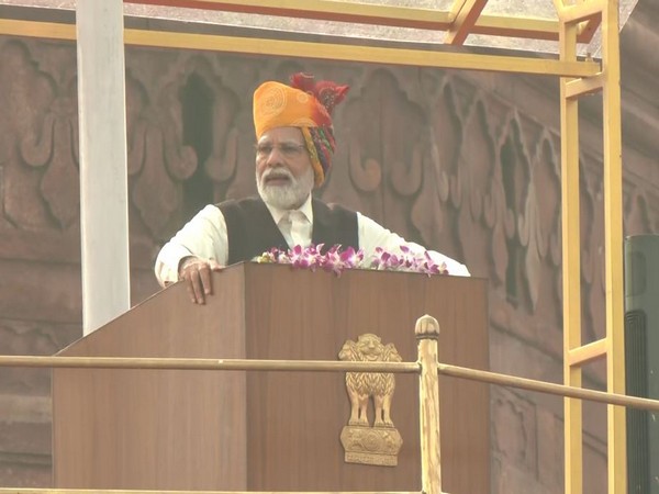 PM Narendra Modi delivering his 10th I-Day speech from ramparts of Red Fort. (Photo/ANI)