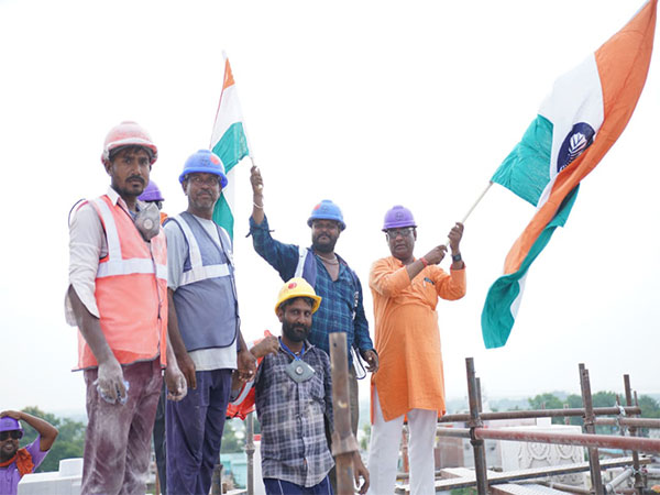 Visuals from celebrations at Ram Janmabhoomi complex, Ayodhya. (Photo/ANI)