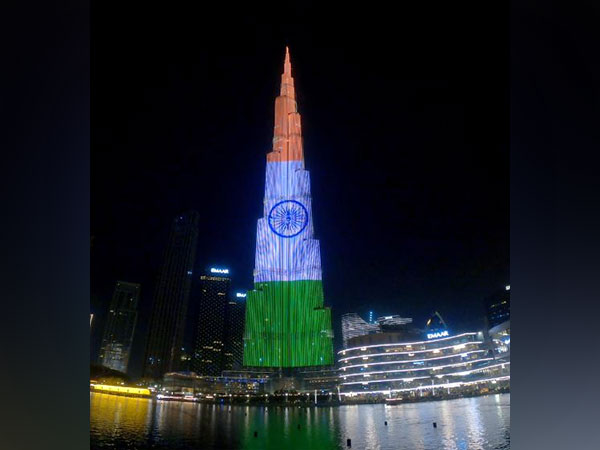 Burj Khalifa lit up in tricolour (Photo/ANI)