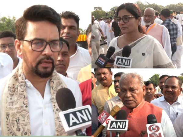 Anurag Thakur, Anupriya Patel and Jeetan Ram Manjhi at former PM Vajpayee's commemoration event. (Photo/ANI)