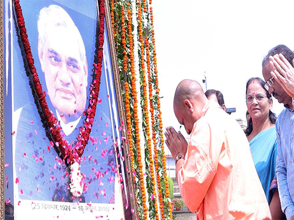 Uttar Pradesh CM Yogi Adityanath pays homage to former Prime Minister Atal Bihari Vajpayee on 5th death anniversary (Image/ANI)