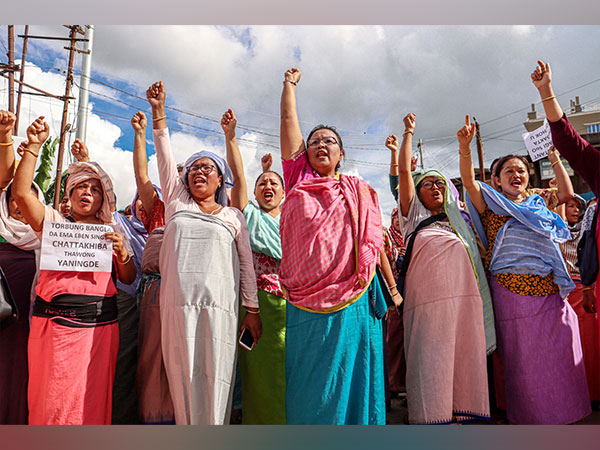 Women during protest in Manipur's Imphal on August 7. (File Photo/ANI)