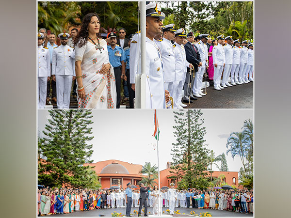 Flag hoisting ceremony in Mauritius (Photo: Twitter @HCI_PortLouis)