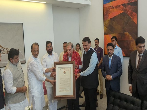 CM Eknath Shinde Honoring Ratan Tata with Udyog Ratna Award(Photo/ANI)
