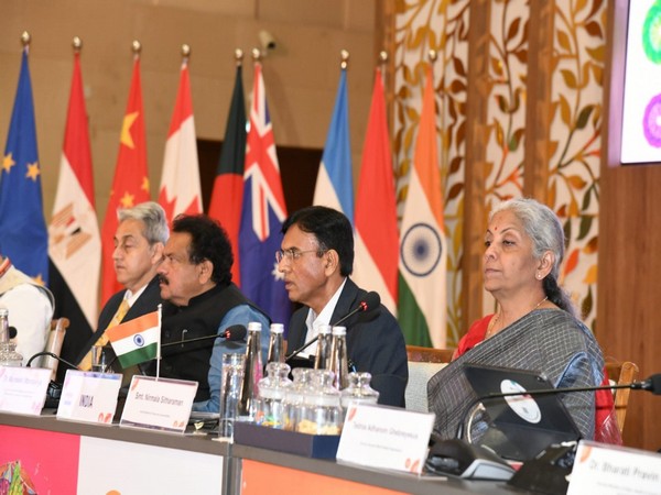 Union Ministers Nirmala Sitharaman, Mansukh Mandaviya at G20 Health Ministers Meeting at Gandhinagar. (Photo/PIB)