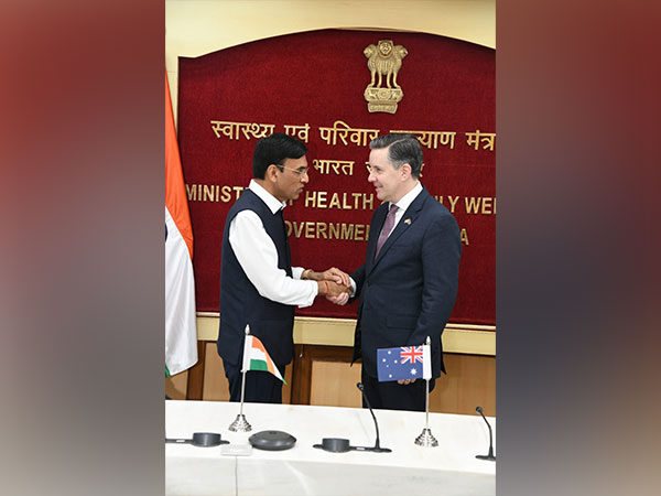 Union Health Minister Mansukh Mandaviya meets Australian Minister for Health and Aged Care Mark Butler (X/@mansukhmandviya)
