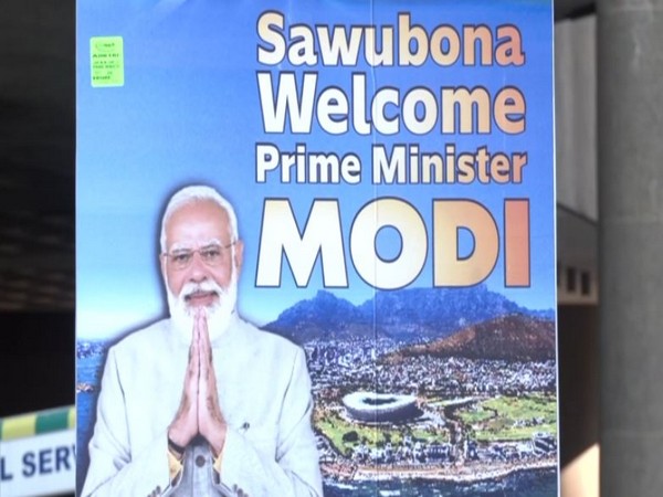 A digital screen featuring PM Narendra Modi in Johannesburg, South Africa (Photo/ANI)