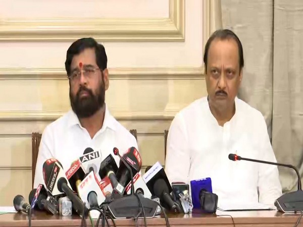 Maharashtra Chief Minister Eknath Shinde with Deputy Chief Minister Ajit Pawar in a press conference (Photo/ANI)