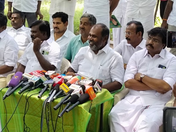 TN deputy opposition leader RB Udhayakumar speaking to the media. (Photo/ANI)
