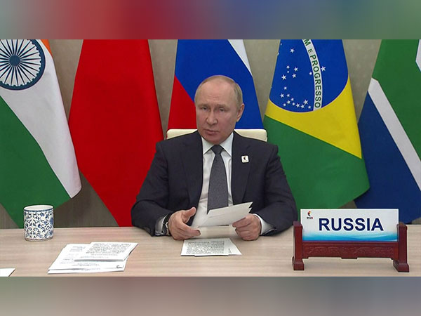 Russia's President Vladimir Putin addresses BRICS Business Forum in a recorded message (Photo credit: Twitter @BRICSinfo)