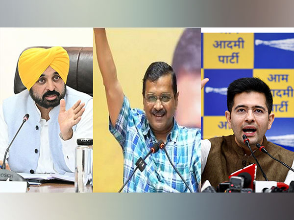 Punjab CM Bhagwant Mann, Delhi CM Arvind Kejriwal and AAP leader Raghav Chadha (File Photo/ANI)