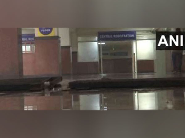 Rainwater in new OPD Block in IGMC Shimla (Image/ANI)