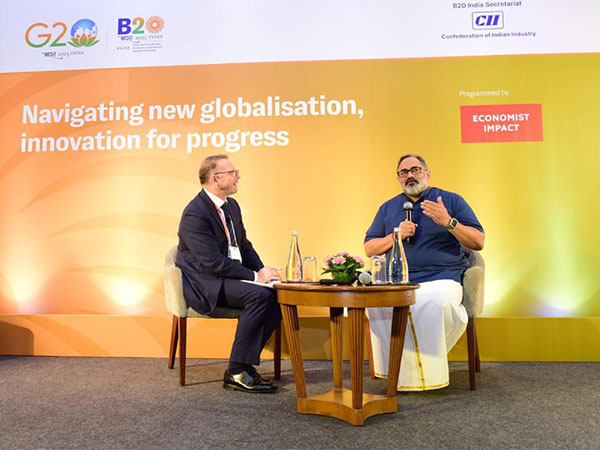 Editorial Director Economist Impact Andrew Staples and Union Minister Rajeev Chandrashekhar (Photo-Ministry of Electronics and IT)