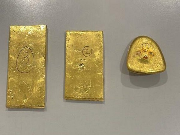 Visuals of smuggled gold seized by Vijayawada Customs. (Photo/ANI)