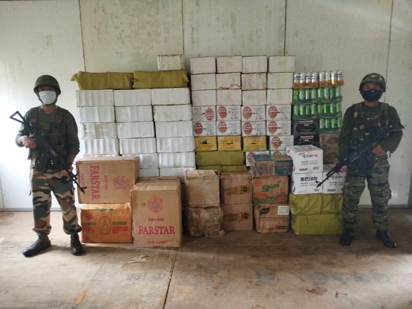 Foreign origin cigarettes and liquor recovered by Assam Rifles (Photo/Assam Rifles)