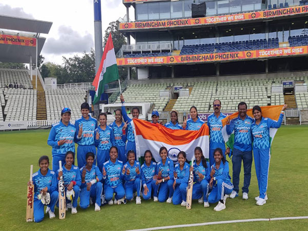 India Women's Blind cricket team celebrating after winning gold in IBSA World Games (Image: CABI)