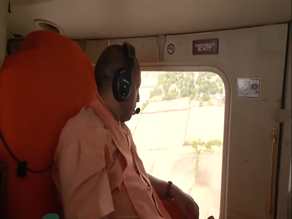 Uttar Pradesh Chief Minister, Yogi Adityanath surveys flood affected areas in  Farrukhabad District (Photo/ANI)