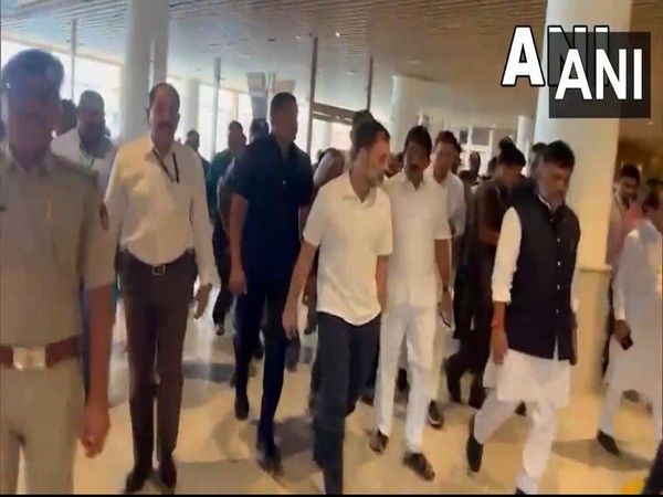 Congress MP Rahul Gandhi arrives at Bengaluru airport (Photo/ANI)
