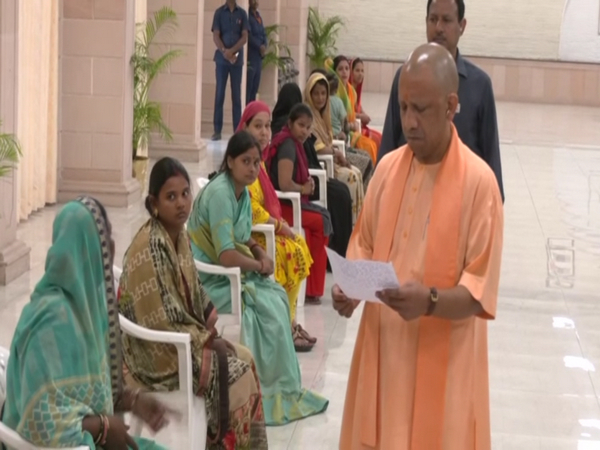 Uttar Pradesh Chief Minister Yogi Adityanath at Janata Darshan at his Lucknow residence (Photo/ANI)
