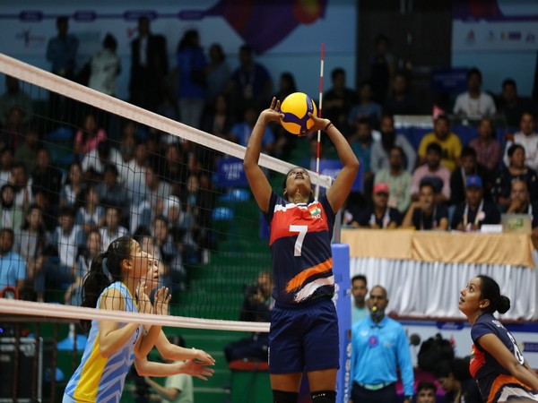 Indian women’s volleyball team in action (Photo/ANI)