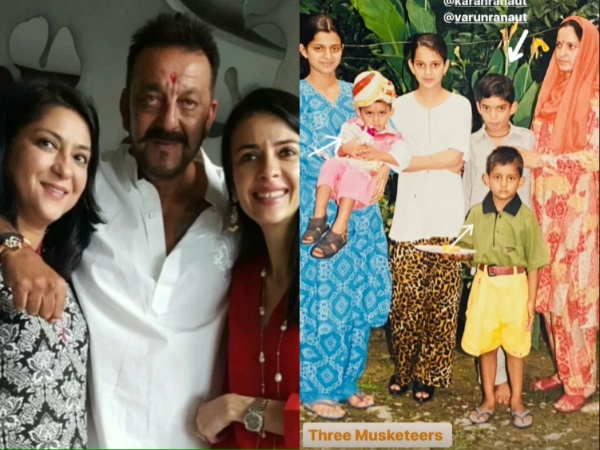 Sanjay Dutt with his sisters, Kangana Ranaut with family (Image source: Instagram)