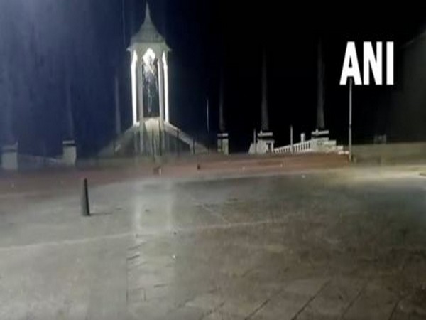 Visuals show heavy rain lashing Puducherry's Gandhi Beach and Laspettai (Image/ANI)