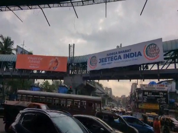Balasaheb's statement banner placed parallel to INDIA alliance banner (Photo/ANI)