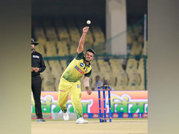 Noida Super Kings' Captain Nitish Rana in action against Gorakhpur Lions during UPT20 (Image: UPT20/UPCA)